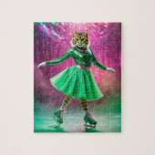 Adortable Ice Skaten Cat in Green Puzzle (Vertikal)