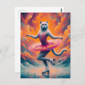 Adortable Ice Skaten Cat Postkarte (Vorne/Hinten)