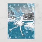 Adortable Ice Skaten Fairy Blue White Postkarte (Vorderseite)