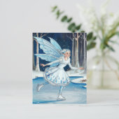 Adortable Ice Skaten Fairy Blue White Postkarte (Stehend Vorderseite)