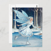 Adortable Ice Skaten Fairy Blue White Postkarte (Vorne/Hinten)