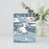 Adortable Ice Skaten Fairy Snowy Winterwald Postkarte (Stehend Vorderseite)