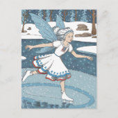 Adortable Ice Skaten Fairy Snowy Winterwald Postkarte (Vorderseite)