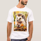 Adortable Igel auf Herbstblättern T-Shirt (Vorderseite)