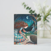 Adortable Igel Fairy Tale Postkarte (Stehend Vorderseite)