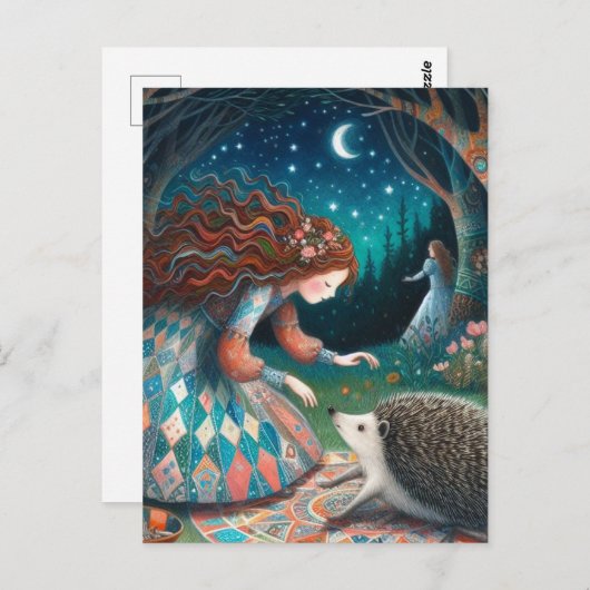Adortable Igel Fairy Tale Postkarte (Vorne/Hinten)