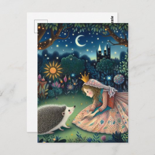 Adortable Igel Fairy Tale Prinzessin Postkarte (Vorne/Hinten)