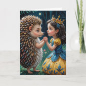 Adortable Igel und Prinzessin Kindermesse Karte (Vorderseite)