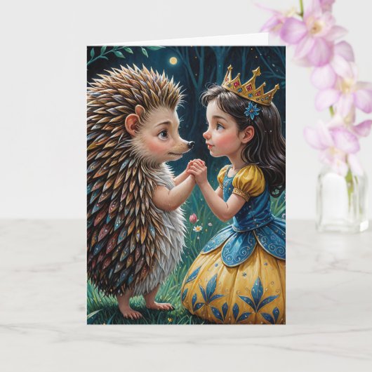 Adortable Igel und Prinzessin Kindermesse Karte (Orchidee)