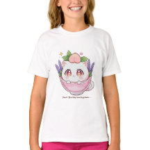 Adortable japanische Anime Cat im Teacup-Shirt