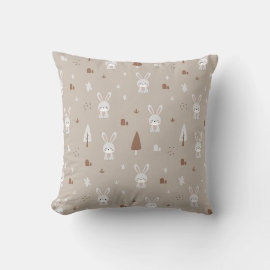 Adortable Kaninchen Muster Kissen (Vorderseite)