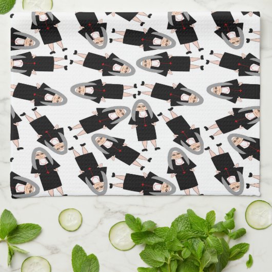 Adortable katholische Nonnen Geschirrtuch (Gefaltet)