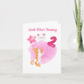 Adortable Katze mit 2. Geburtstagsballons Karte (Vorderseite)