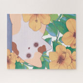 Adortable Katze mit Blume Puzzle (Horizontal)