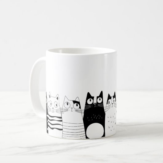 Adortable Katze sitzend Kaffeetasse (Vorderseite Links)