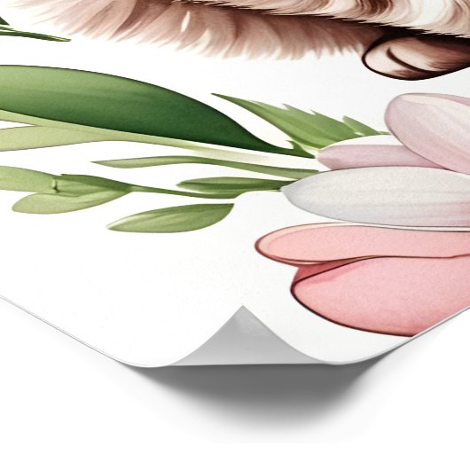 Adortable Kitten and Spring Flowers Poster (Ecke)