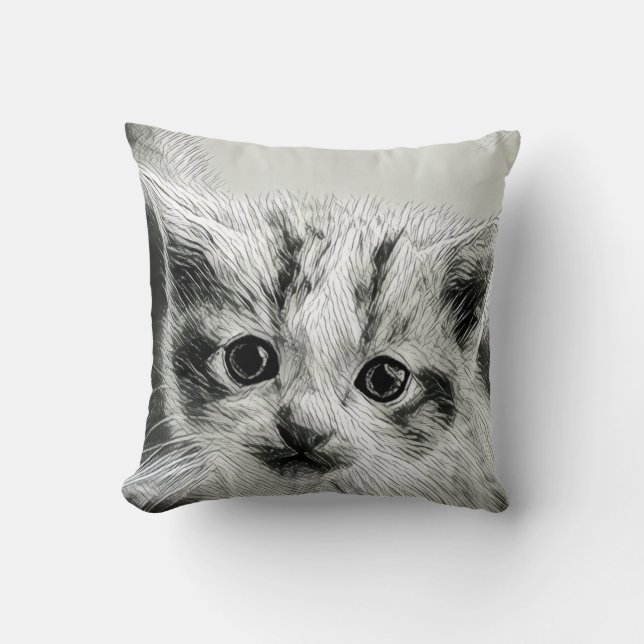 Adortable Kitten Face Throw Kissen (Vorderseite)