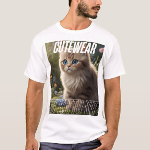 Adortable Kitten im Blumengarten - Niedliche Katze T-Shirt