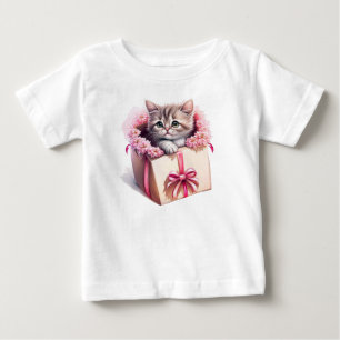 Adortable Kitten in einer Box Geburtstagsgeschenk Baby T-shirt