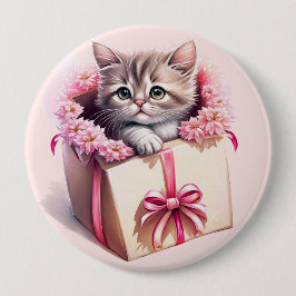 Adortable Kitten in einer Box Geburtstagsgeschenk Button