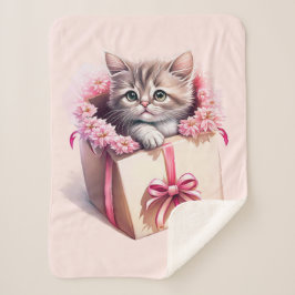 Adortable Kitten in einer Box Geburtstagsgeschenk Sherpadecke