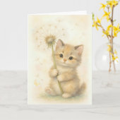Adortable Kitten mit Kronleuchter und Schmetterlin Karte (Gelbe Blume)