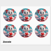 Adortable Kitten mit Red Heart Danke Sticker (Blatt)