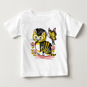 Adortable Kitten und Butterfly Baby T-shirt