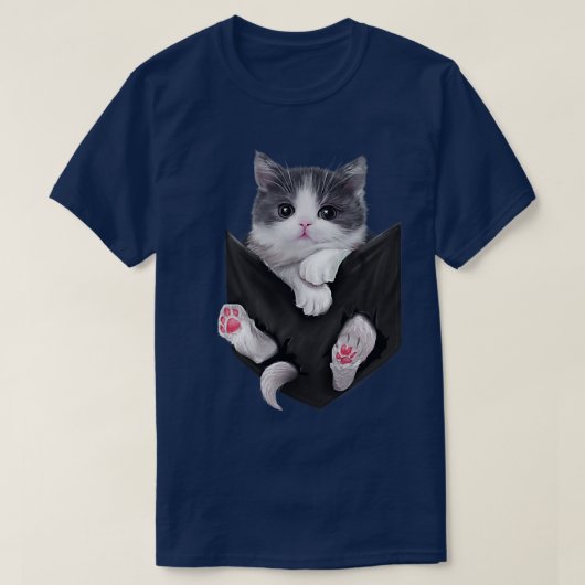 Adortable Kitten White Cat Pocket  T-Shirt (Design vorne)