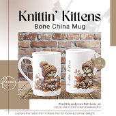 Adortable Knittin' Kätzchen Knochen China Tasse