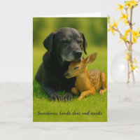 Adortable Labrador Hund und Fawn Deer Ermutigungsk