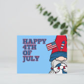 Adortable Light Blue und Red Patriotic Gnome Postkarte (Stehend Vorderseite)