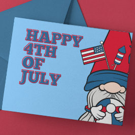Adortable Light Blue und Red Patriotic Gnome Postkarte