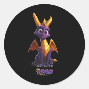 Adortable Lila Dragon Retro Video Game Icon Runder Aufkleber