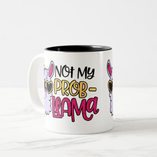 Adortable Lila Llama Cartoon nicht mein Problem Zweifarbige Tasse (Vorderseite Links)