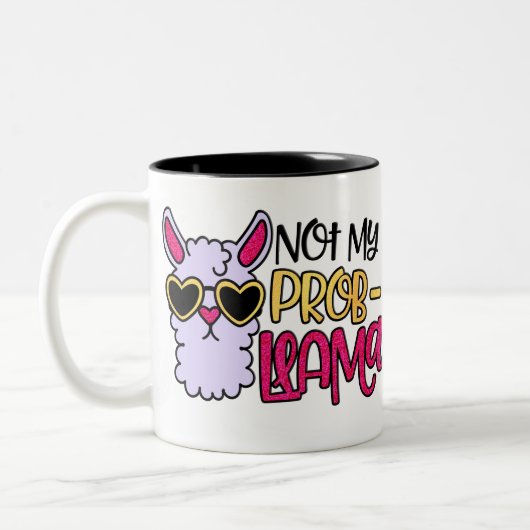 Adortable Lila Llama Cartoon nicht mein Problem Zweifarbige Tasse (Links)