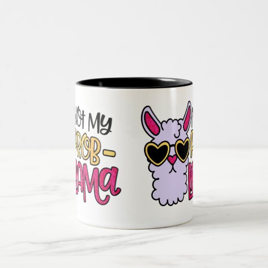 Adortable Lila Llama Cartoon nicht mein Problem Zweifarbige Tasse (Mittel)