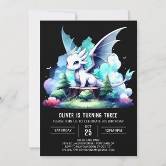 Adortable Majestic Dragon zum Geburtstag Einladung