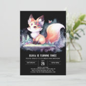 Adortable Majestic Fox Geburtstag digital Einladung (Stehend Vorderseite)