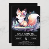 Adortable Majestic Fox Geburtstag digital Einladung (Vorne/Hinten)