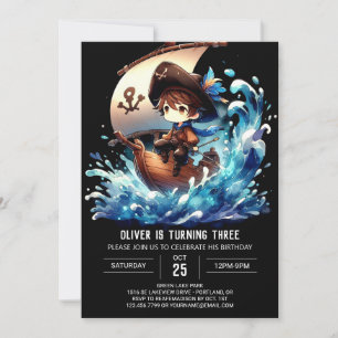 Adortable Majestic Pirate Birthday Einladung