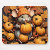 Adortable Maus mit Autumn Pumpkins Mouse Pad Mousepad (Vorne)