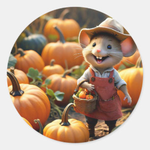 Adortable Maus mit Autumn Pumpkins Sticker