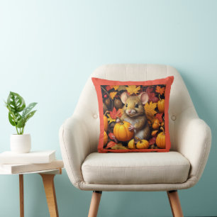 Adortable Maus mit Herbst Kürbiskins Kissen Kissen