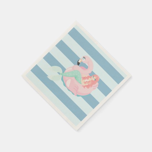 Adortable Mermaid auf hellblauen Streifen Serviette (Ecke)
