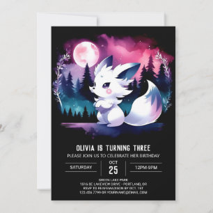 Adortable Modern Wolf Geburtstag Einladung