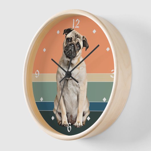 Adortable Mops Dog Retro Sunset Clock Uhr (Winkel)