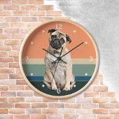 Adortable Mops Dog Retro Sunset Clock Uhr