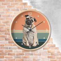 Adortable Mops Dog Retro Sunset Clock