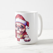 Adortable Mops Hund mit Weihnachtsmannmütze Kaffeetasse (VorderseiteRechts)